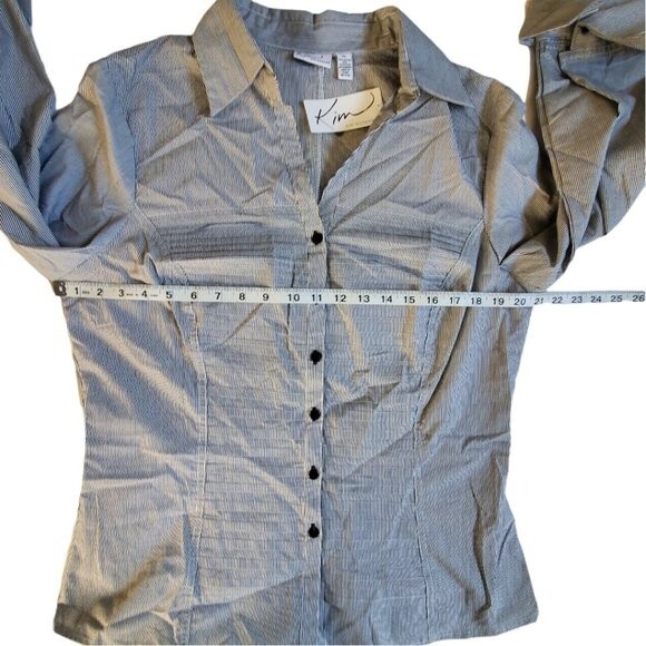 Kim Rogers black white striped collared 3/4 sleeve career top sz XL - Picture 6 of 16